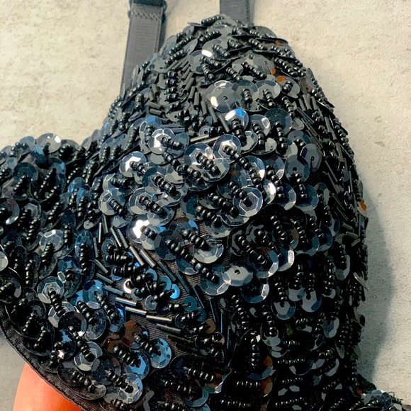 Black Beaded Women’s Push-Up Bra - Picture 4 of 4